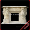Yellow Stone Marble Fireplace Mantel Statue With Lion Head
